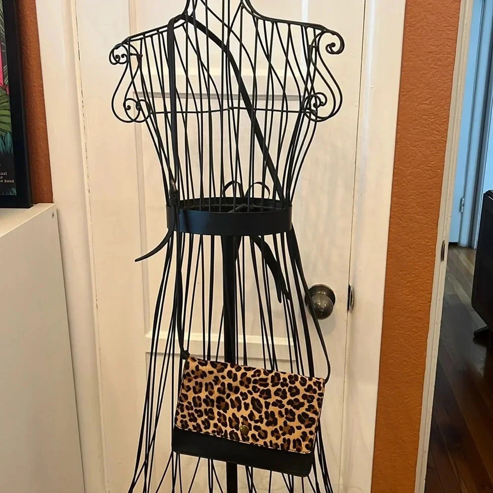 NWT J Crew Calf hair leopard crossbody bag